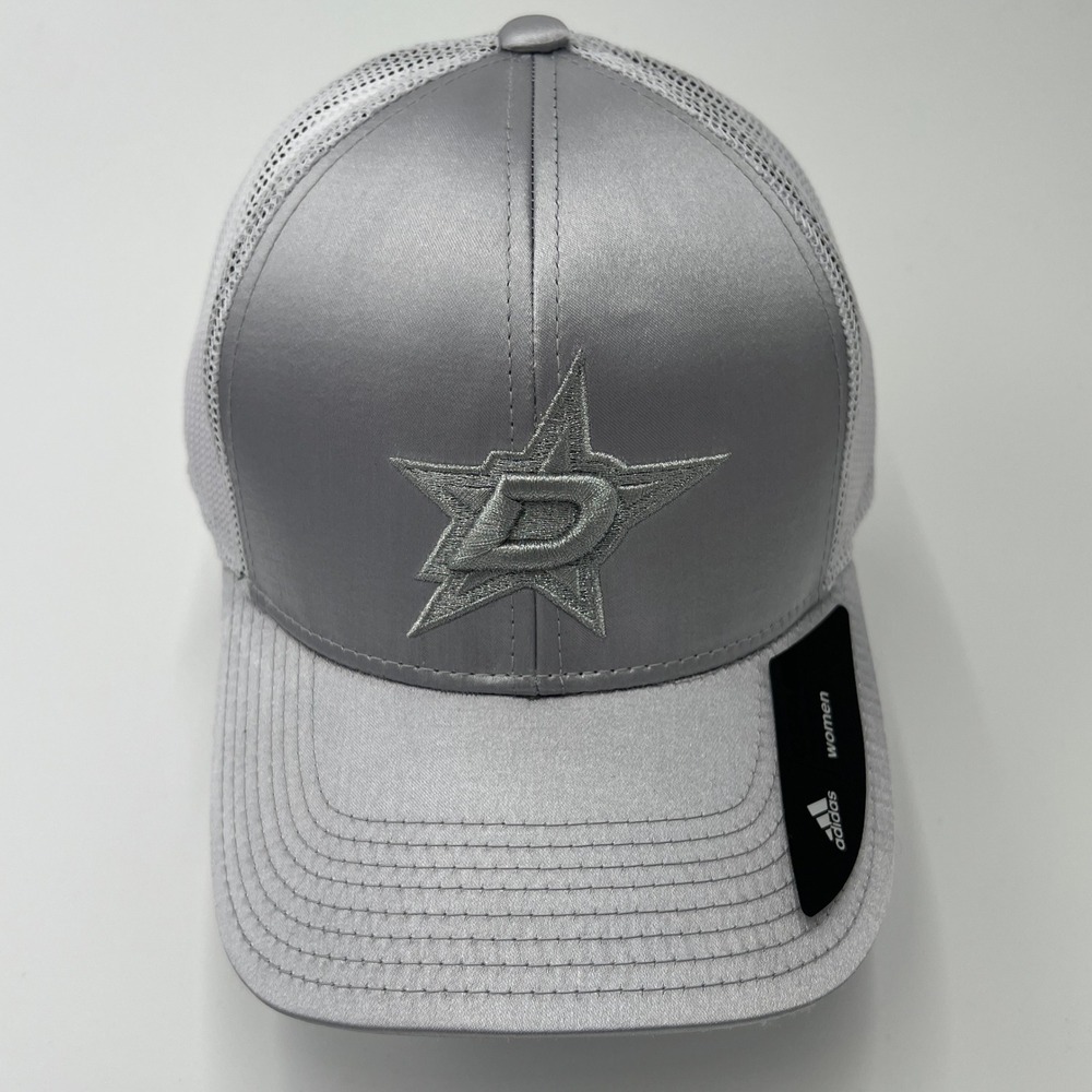 Adidas NHL Womens Dallas Stars Trucker Hat Silver Mesh Snapback Cap